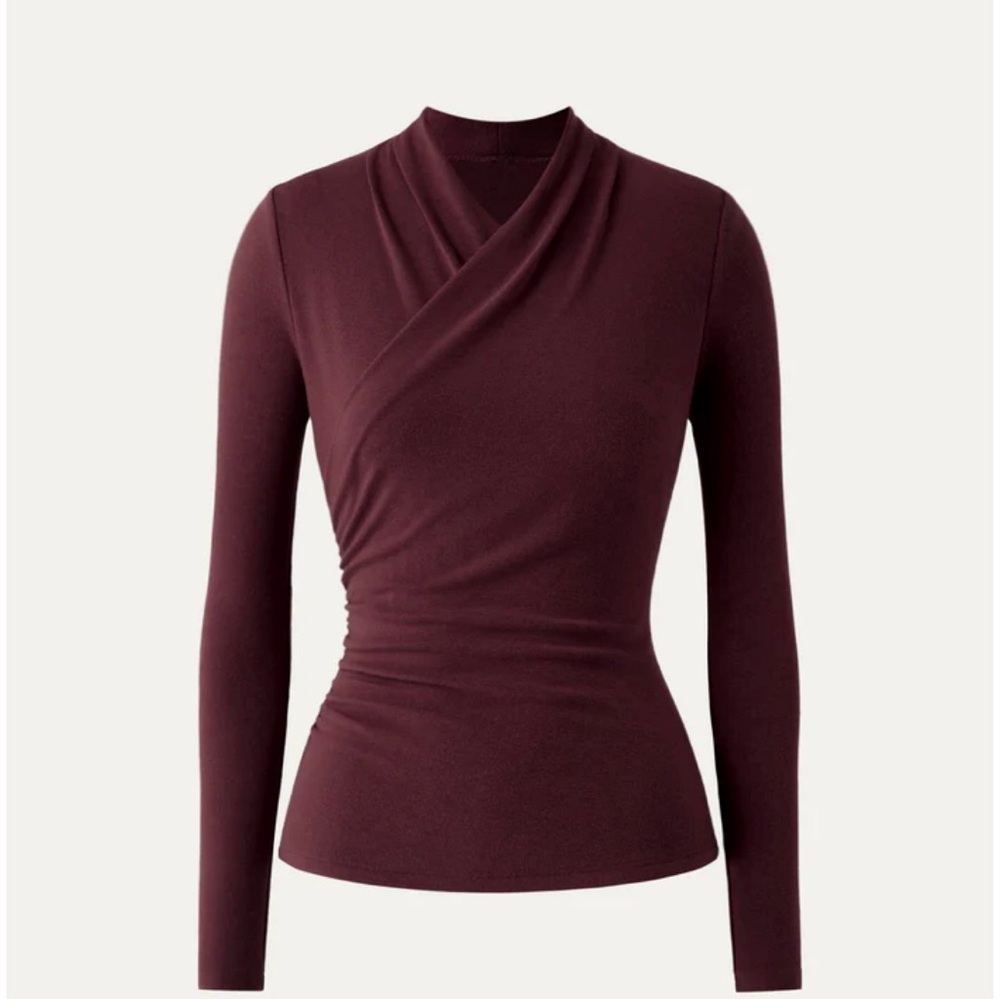 NWT OGL Ruby Medium Eco-Mousse® Crossover Ruched Long Sleeve (Surplice) Top